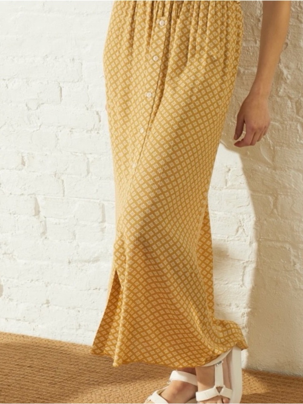 UpWest Printed Button-Front Maxi Skirt
